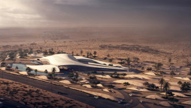 Emirats : un bâtiment écologique fleurit parmi les dunes du désert