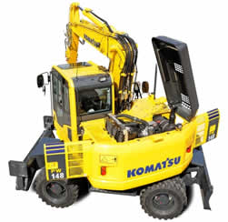 Une nouvelle midi pelle sur pneus Komatsu à Bauma, la PW148