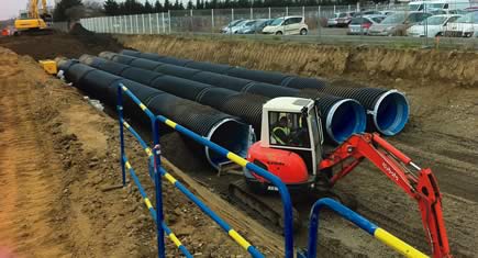 Tubes PE Ø 1 500 mm pour bassin tampon