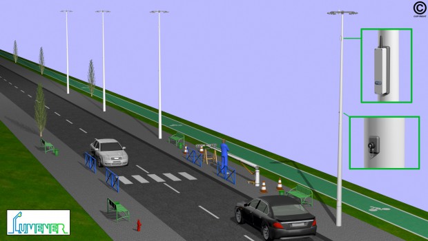 Un mât d'éclairage urbain en matériaux composites ultra léger