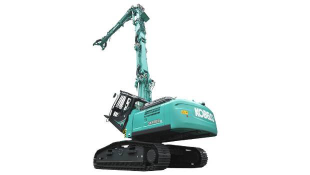 Une pelle de démolition Kobelco en vedette sur Intermat