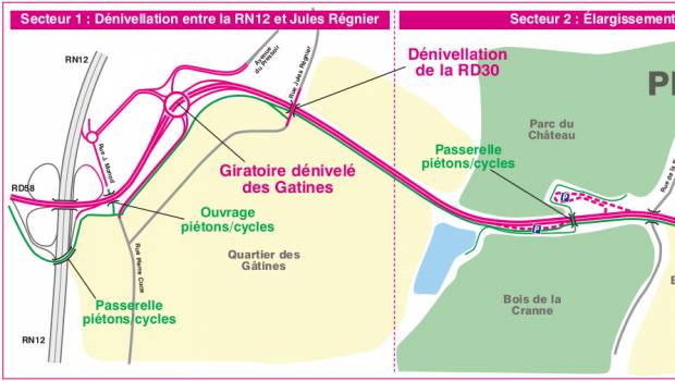 Une passerelle piéton-cycle en construction entre Élancourt et Plaisir