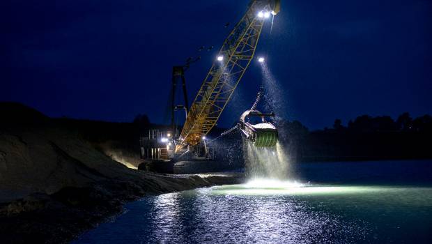 Liebherr au coeur d'une carrière de gravier en Allemagne