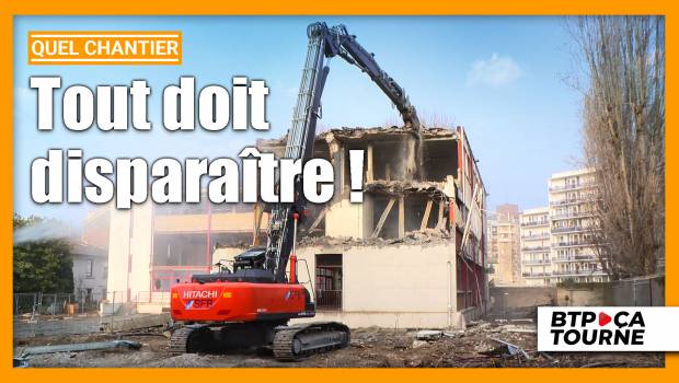 Zoom sur une pelle de déconstruction à Clichy