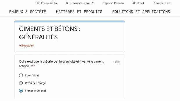 CIMbéton lance un quiz quotidien sur le ciment et le béton