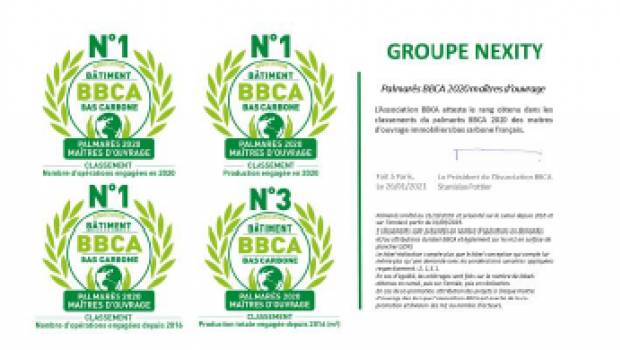 Nexity reconnu premier promoteur bas carbone 2020