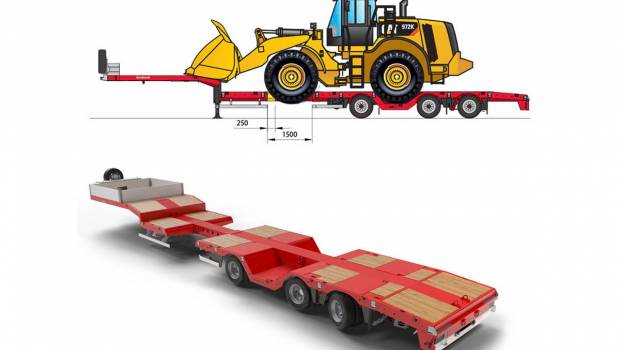 Une semi-remorque avec fosses à roues optimisée pour le transport jusqu'à 39 t