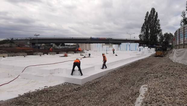 Le polystyrène expansé Knauf dans le prolongement du tram T1