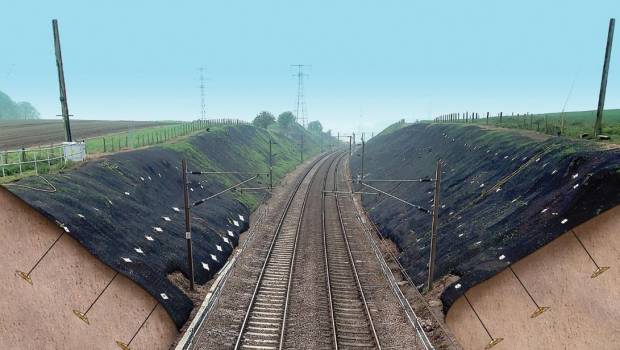 Un talus de tranchée ferroviaire stabilisé