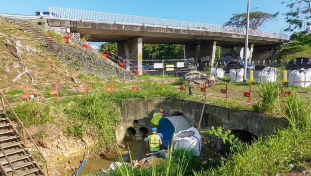 Tubage de buses sous une nationale guadeloupéenne