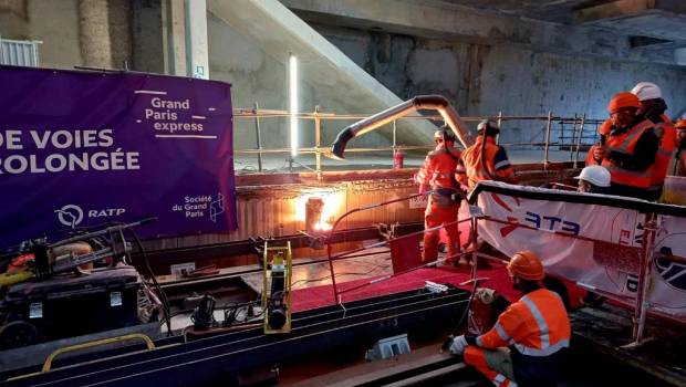 Ligne 14 : Dernière soudure de rails en gare de Maison Blanche